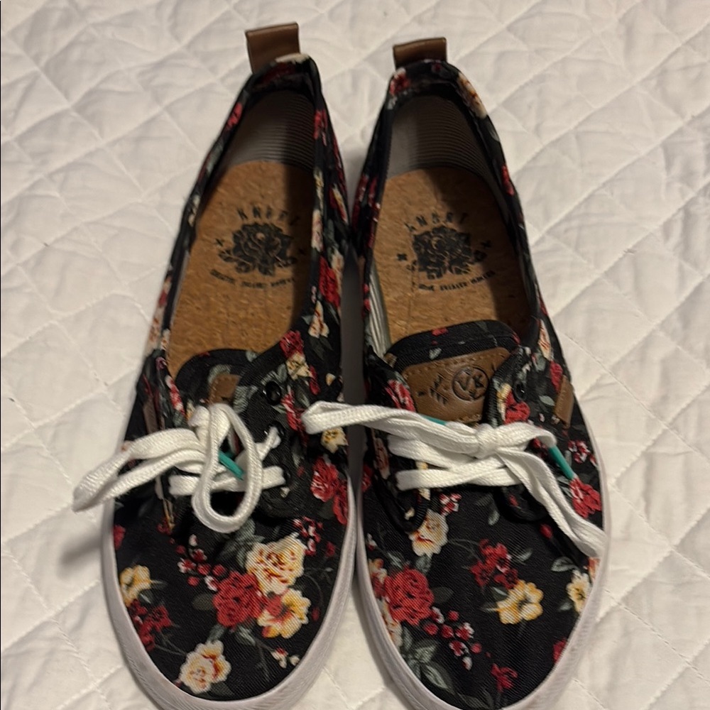 Floral Canvas Sneakers with White Laces